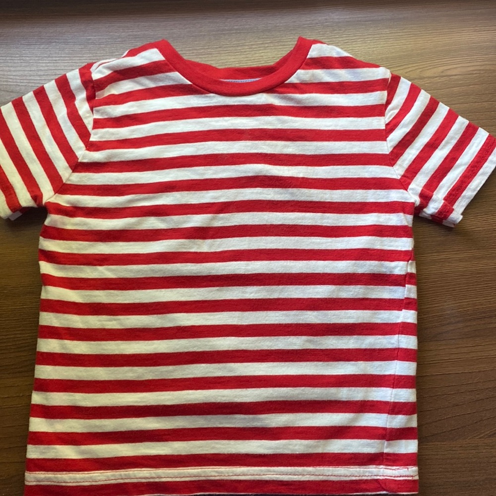 Boden red and white stripe 2-3y